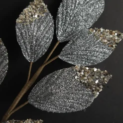 Silver Glitter Leaf Spray with Sequin Tips Best
