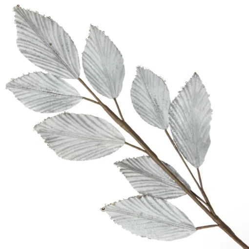 Silver Glitter Leaf Spray with Sequin Tips Best