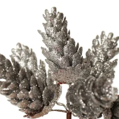 Silver Glitter Pinecone Clusters - Set of 2 New