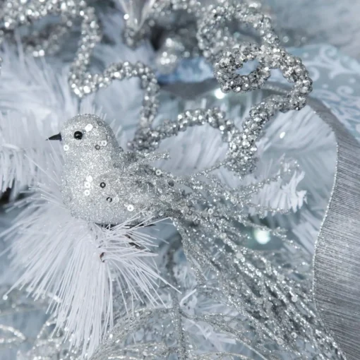Silver Glitter Sequin Bird Clip Best Sale