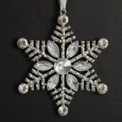 Silver Glitter Snowflake with Diamonte Tree Decoration Store