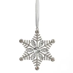 Silver Glitter Snowflake with Diamonte Tree Decoration Store