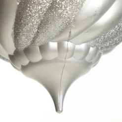 Silver Glitter Swirl Christmas Onion Bauble Discount
