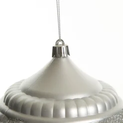 Silver Glitter Swirl Christmas Onion Bauble Discount