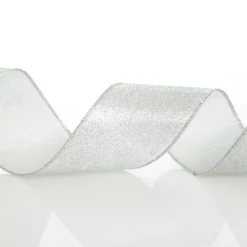 Silver Glitter Wired Christmas RIbbon - 6.5cm Best Sale