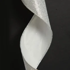 Silver Glitter Wired Christmas RIbbon - 6.5cm Best Sale