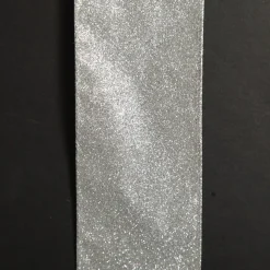 Silver Glitter Wired Christmas RIbbon - 6.5cm Best Sale
