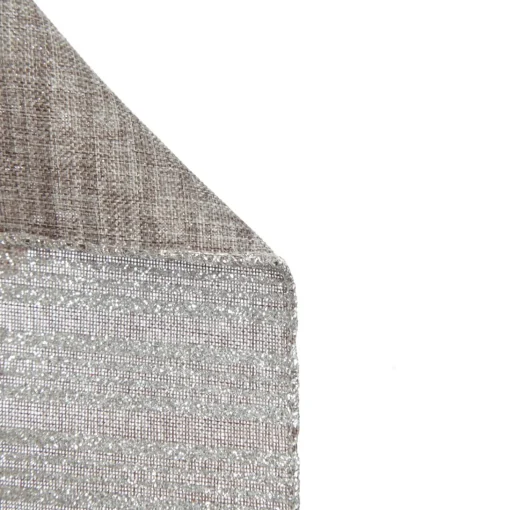 Silver Grey Glitter and Linen Striped Wired Ribbon - 6.5cm Store