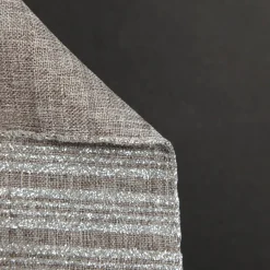 Silver Grey Glitter and Linen Striped Wired Ribbon - 6.5cm Store