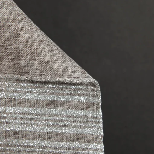 Silver Grey Glitter and Linen Striped Wired Ribbon - 6.5cm Store