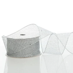 Silver Mesh Wired Christmas RIbbon - 6.5cm Shop