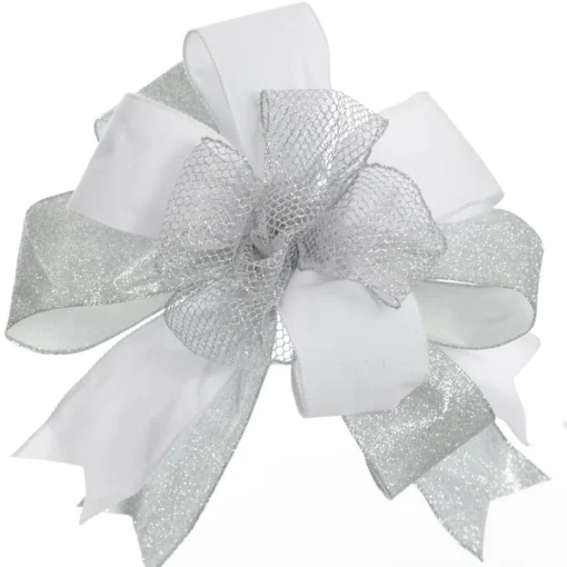 Silver Mesh Wired Christmas RIbbon - 6.5cm Shop