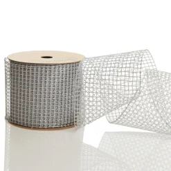 Silver Mesh Wired Christmas RIbbon Garland Online