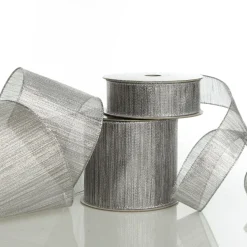 Silver Metallic Shimmer Wired Ribbon Outlet