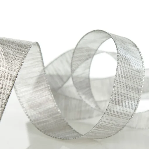 Silver Metallic Shimmer Wired Ribbon Outlet