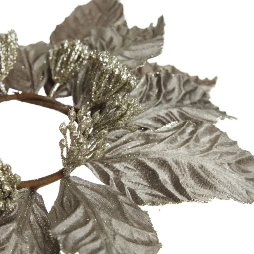 Silver Velour Poinsettia Candle Wreath Clearance