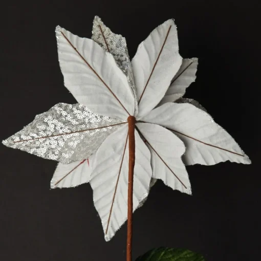 Silver Velvet Sequin Flower Fashion