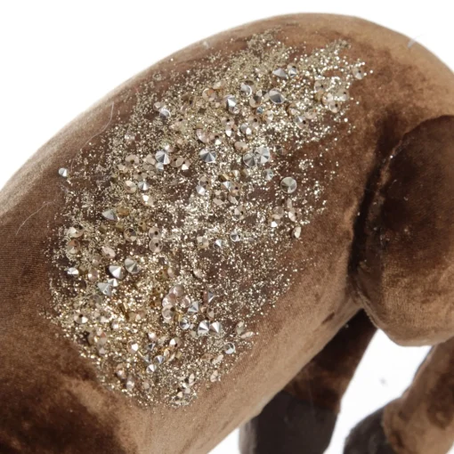 Sitting Velvet Chocolate Deer with Fur and Jewels Shop