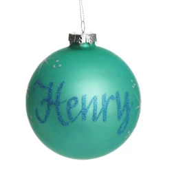 Sky Blue Glass Personalised Christmas Bauble New