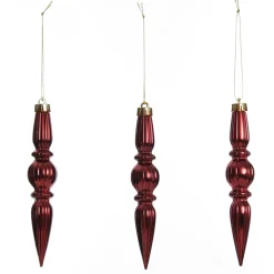 Small Red Christmas Finial Decoration - Set of 3 Outlet