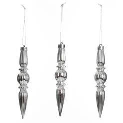 Small Silver Christmas Finial Decoration - Set of 3 Hot