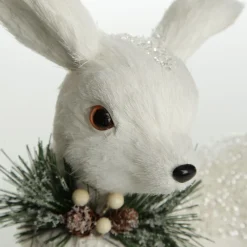 Small White Sisal Standing Deer with White Glitter Highlights Shop