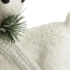 Small White Sisal Standing Deer with White Glitter Highlights Shop