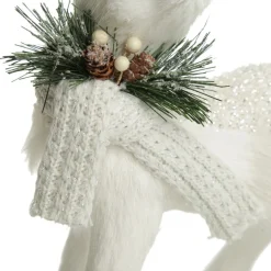 Small White Sisal Standing Deer with White Glitter Highlights Shop