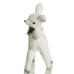 Small White Sisal Standing Deer with White Glitter Highlights Shop