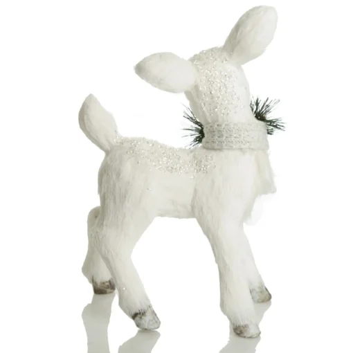 Small White Sisal Standing Deer with White Glitter Highlights Shop