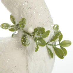 Small White Sisal Standing Deer with Silver Glitter Antlers Shop
