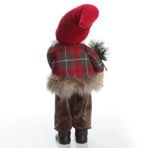Standing Fabric Santa in Plaid Shirt Christmas Figurine Ornament Hot