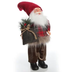 Standing Fabric Santa in Plaid Shirt Christmas Figurine Ornament Hot