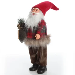 Standing Fabric Santa in Plaid Shirt Christmas Figurine Ornament Hot