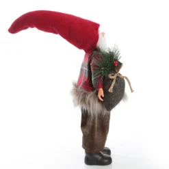 Standing Fabric Santa in Plaid Shirt Christmas Figurine Ornament Hot