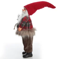 Standing Fabric Santa in Plaid Shirt Christmas Figurine Ornament Hot