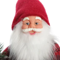 Standing Fabric Santa in Plaid Shirt Christmas Figurine Ornament Hot