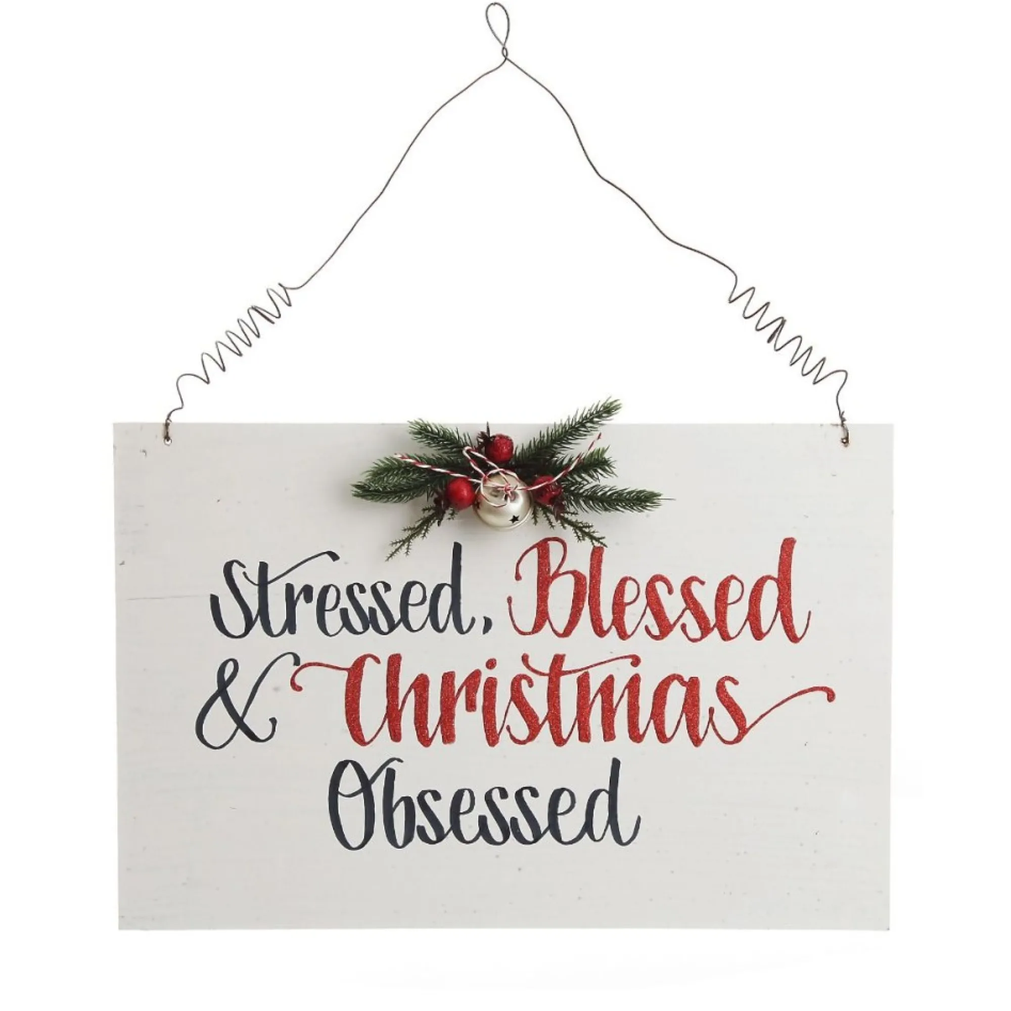 Stressed Blessed and Christmas Obsessed Wood Plaque Hot