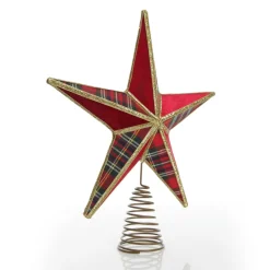 Tartan and Gold Trim 3D Star Christmas Tree Topper Best