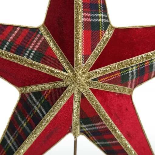 Tartan and Gold Trim 3D Star Christmas Tree Topper Best