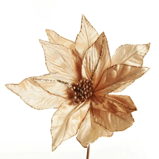 Taupe Flower Stem Glitter Ball Centre Hot