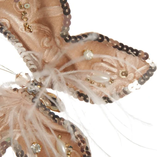 Taupe Sequin and Jewel Butterfly Clip Discount