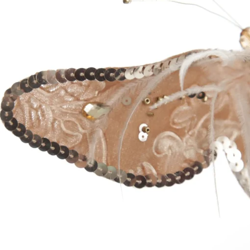Taupe Sequin and Jewel Butterfly Clip Discount