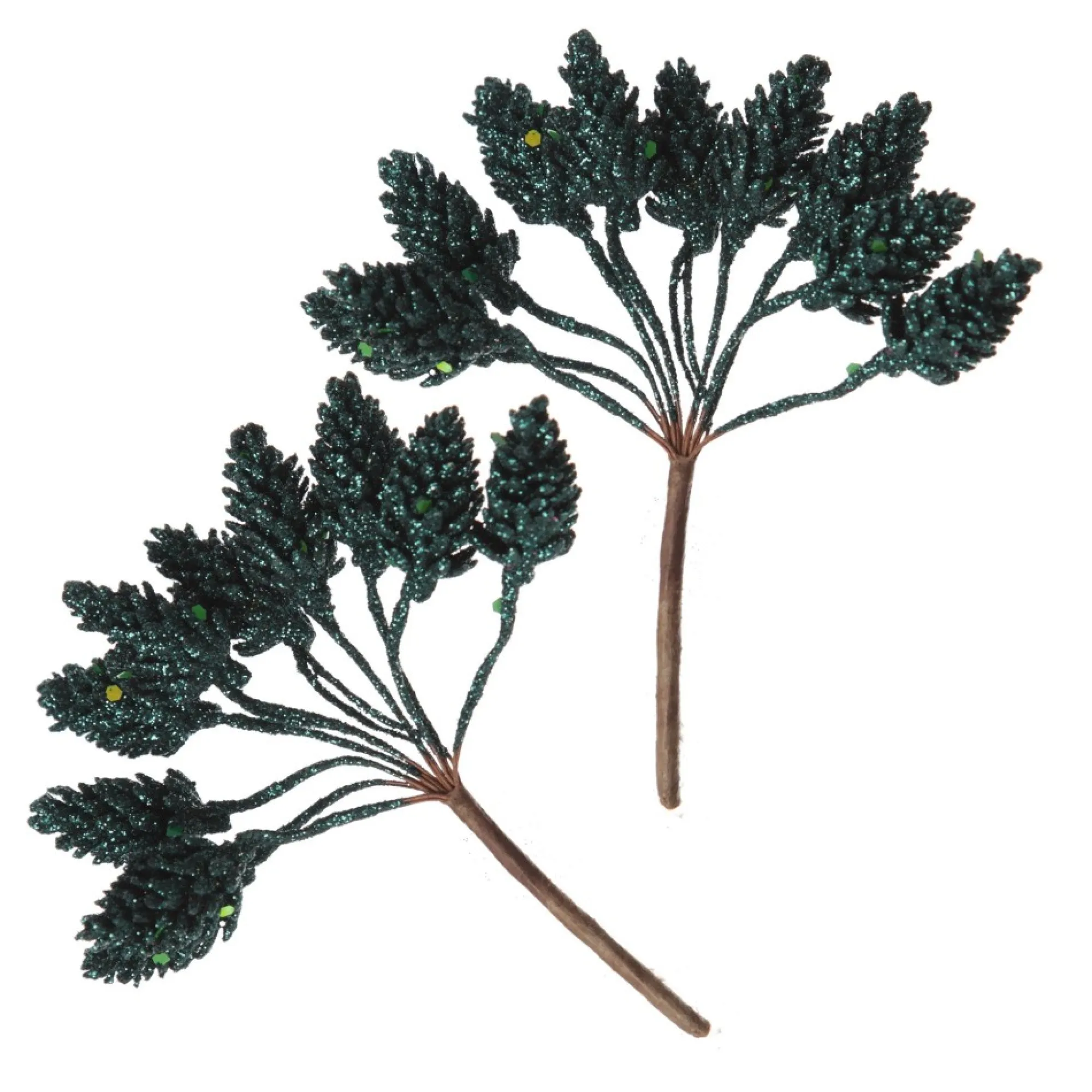 Teal Glitter Pinecone Clusters - Set of 2 Hot