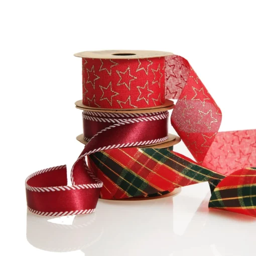 Three Assorted Burgundy and Tartan Ribbons Sale