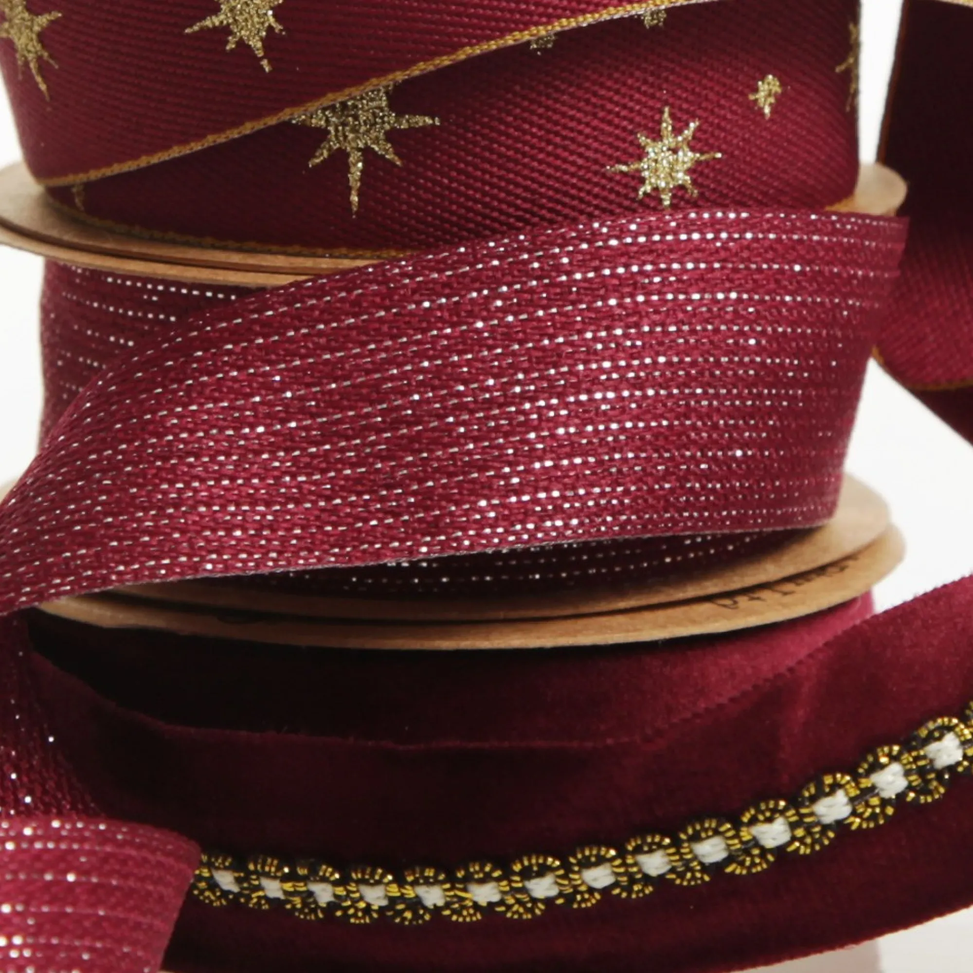 Three Assorted Burgundy and Gold Ribbons Store