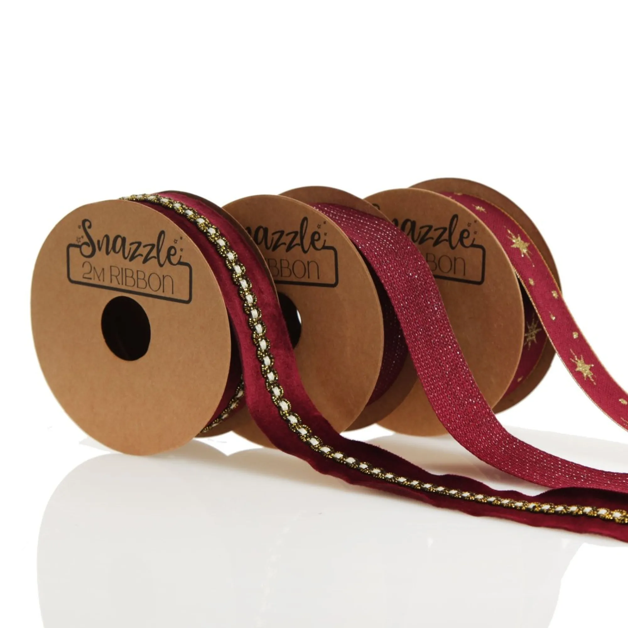 Three Assorted Burgundy and Gold Ribbons Store