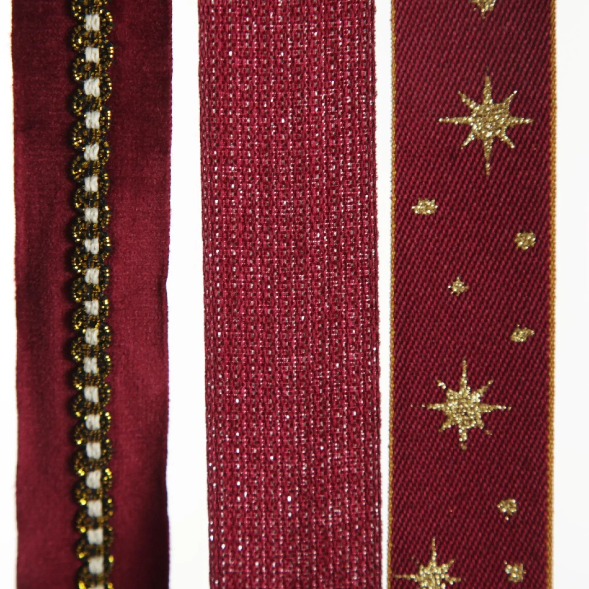 Three Assorted Burgundy and Gold Ribbons Store