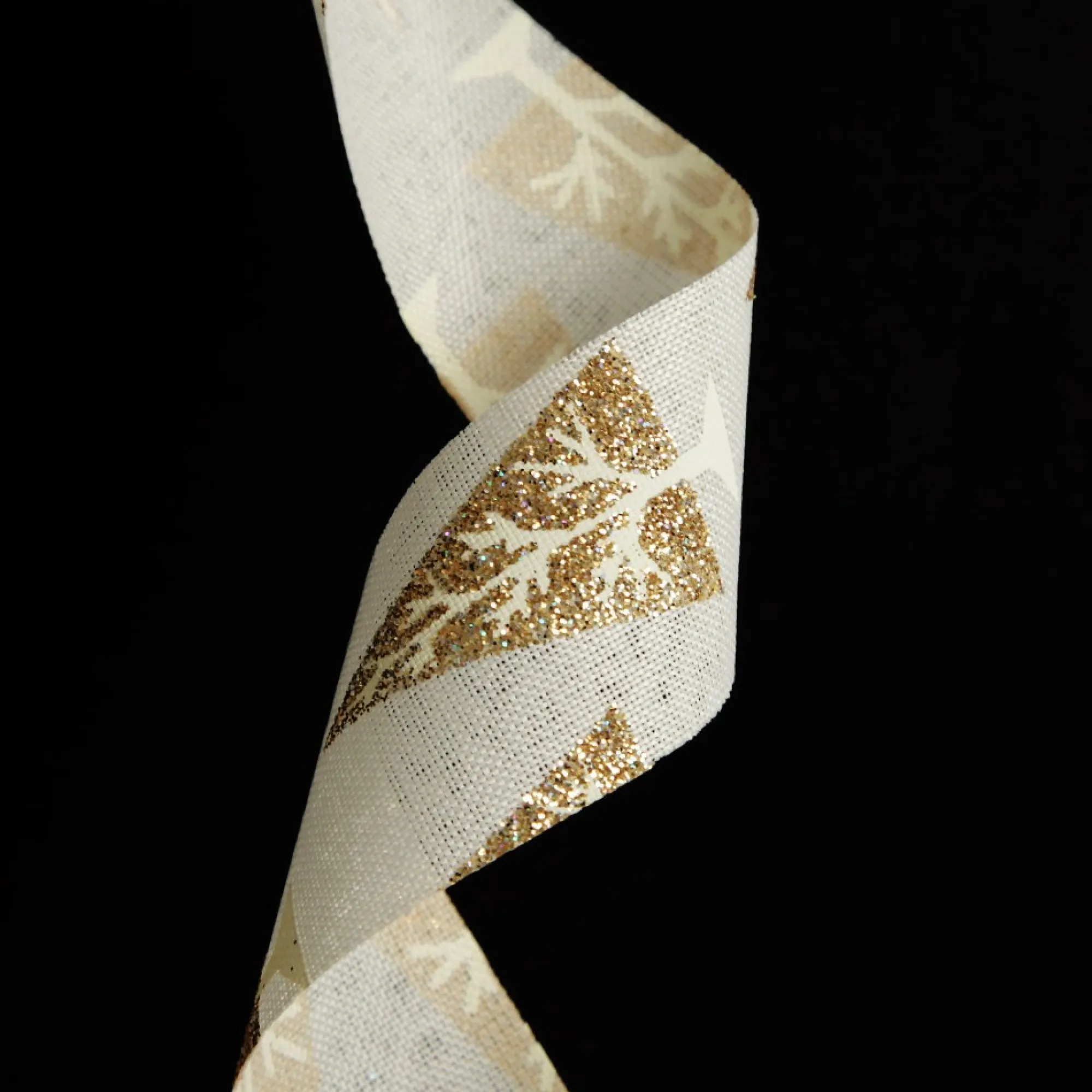 Three Assorted Ivory and Champagne Braid and Glitter Christmas Ribbons Best