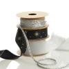 Three Assorted Silver and Blue Braid and Glitter Christmas Ribbons Clearance